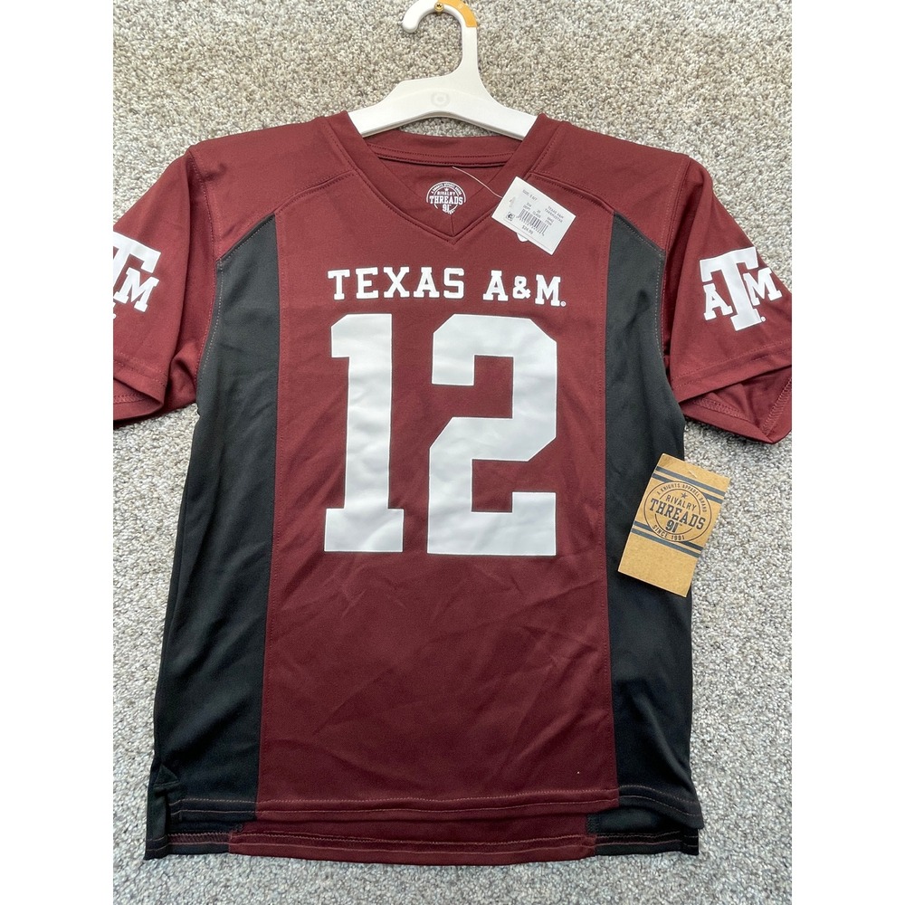 Rivalry Threads Texas A&M Football Jersey Boys S Maroon NEW 12 Aggies
